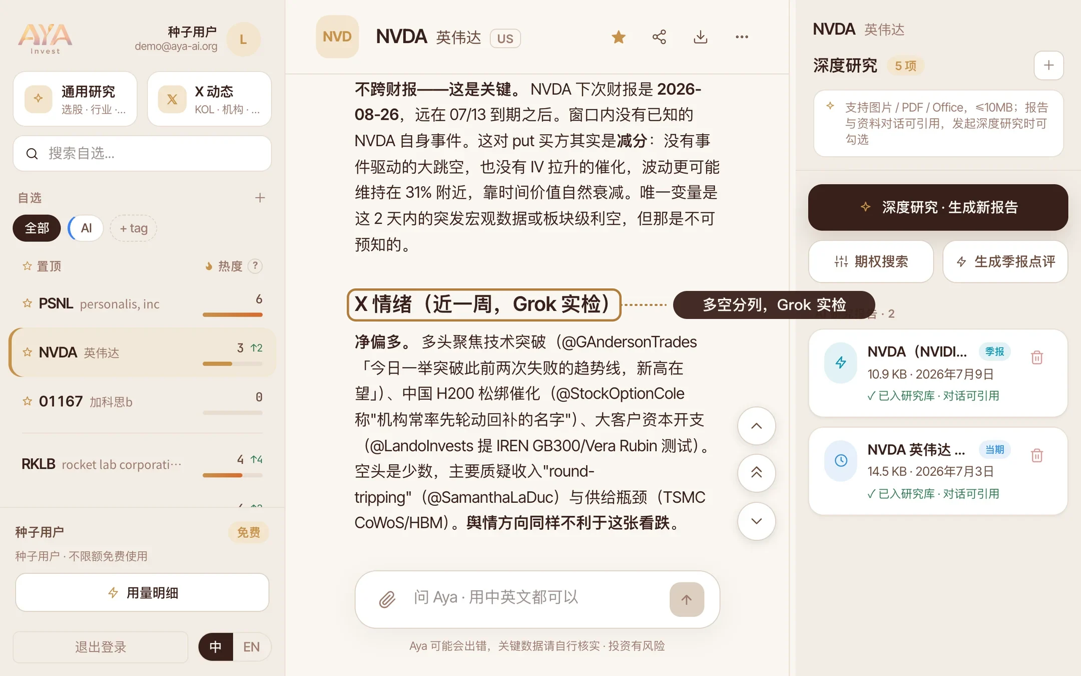X 情绪:近一周多空论点,Grok 实检,附原帖与互动量